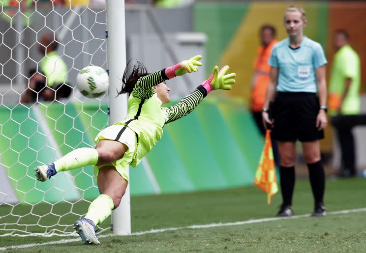 Hope Solo and Team USA were bounced out of the Olympics after suffering a loss to Sweden. (AP) 