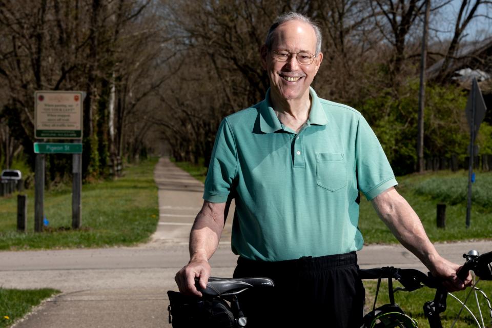 Bob Taft, former Ohio Governor, stands on the Little Miami State Park bike path in Corwin, Ohio, on Friday, April 15, 2022.