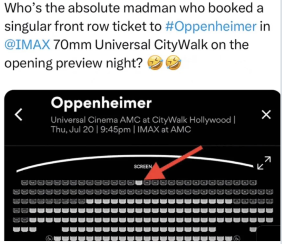 Seating arrangement for "Oppenheimer"