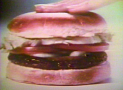 This burger from the 1960's looks larger-than-life.