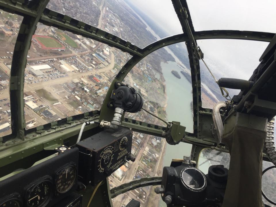 The view from inside the nose of the B25 bomber Miss Mitchell, set to be in Aberdeen on Tuesday afternoon and Wednesday morning.