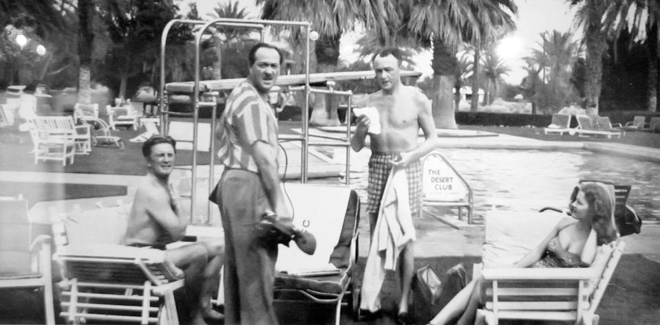 Kirk Douglas, left, and Rita Hayworth, right, at the Desert Club in La Quinta in the 1950s.