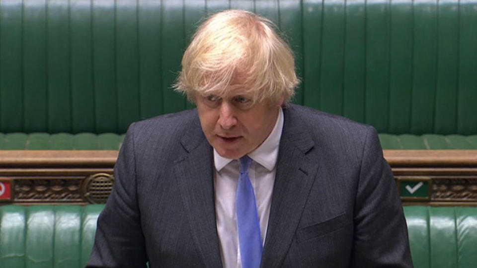 Prime Minister Boris Johnson giving a statement in the House of Commons, London, on the reduction of further lockdown measures.