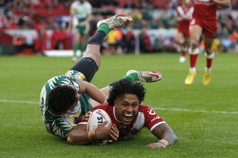 Tesi Niu scored a hat-trick of tries against the Cook Islands (PA) (PA Wire)