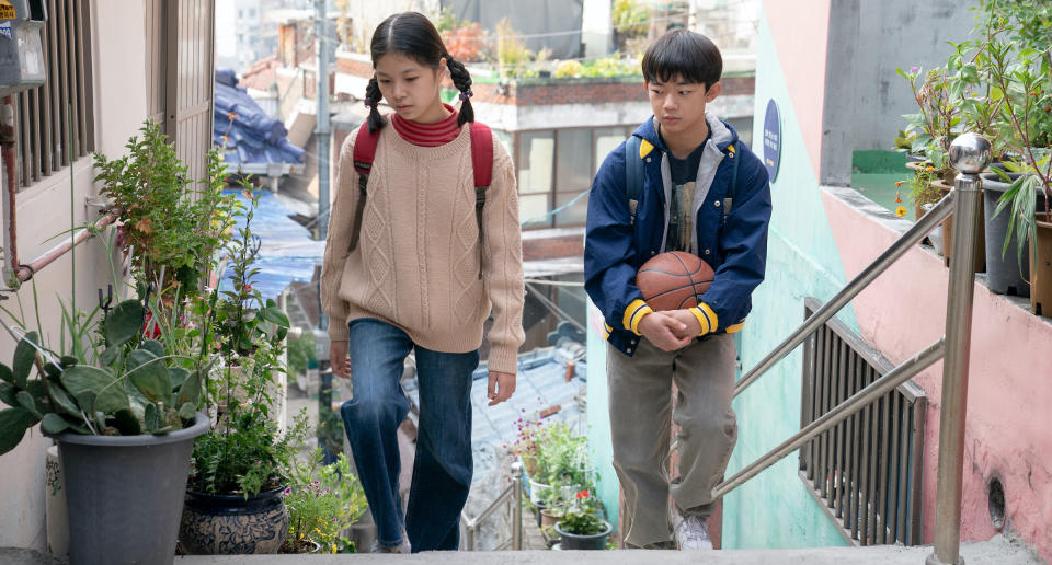 Seung Ah Moon as young Nora and Seung Min Yim as Hae Sung<span class="copyright">Courtesy of A24</span>