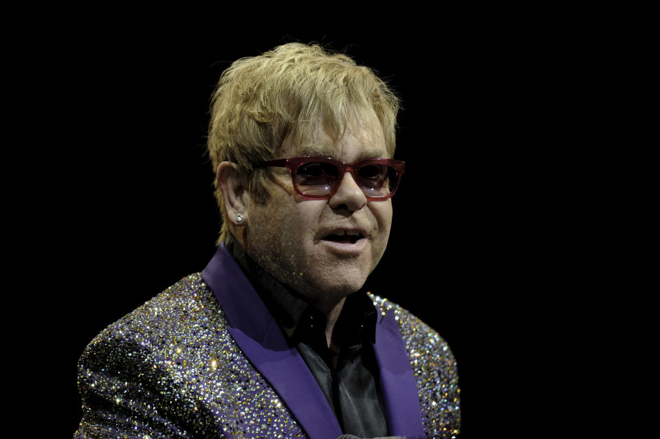 MIAMI, FL- APRIL 15: (FILE) Elton John 3/9/12 to perform at The Lady Gaga-curated "One World Together at Home" event on Saturday April 18, 2020 which is a joint effort between the Oscar-winning singer, the World Health Organization and Global Citizen to bring together some of today�s biggest musicians and celebrities to celebrate health-care workers on the frontline of the pandemic and to raise awareness for the WHO�s COVID-19 Solidarity Response Fund. April 15, 2020 (Photo by Ron Elkman/USA TODAY NETWORK/Sipa USA)