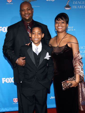 <p>Frederick M. Brown/Getty</p> Tyler James Williams with his parents.