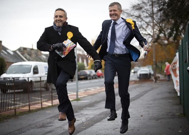 Scottish Liberal Democrat leader Willie Rennie (right) and party General Election campaign chairman Alex Cole-Hamilton in Edinburgh 