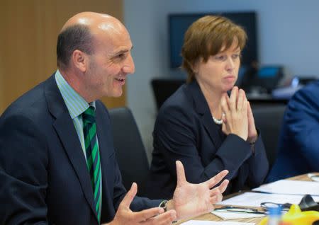 Manuel Navarrete, head of Europol's Counter Terrorism Centre and Catherine De Bolle, head of Europol, hold a news conference in The Hague, Netherlands June 19, 2018. Picture taken June 19, 2018 REUTERS/Eva Plevier