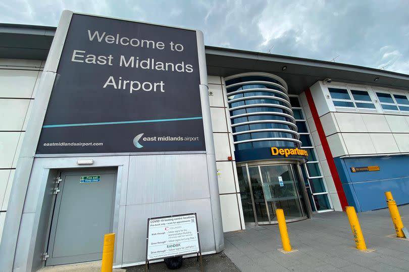 Exterior general view of East Midlands Airport departure terminal