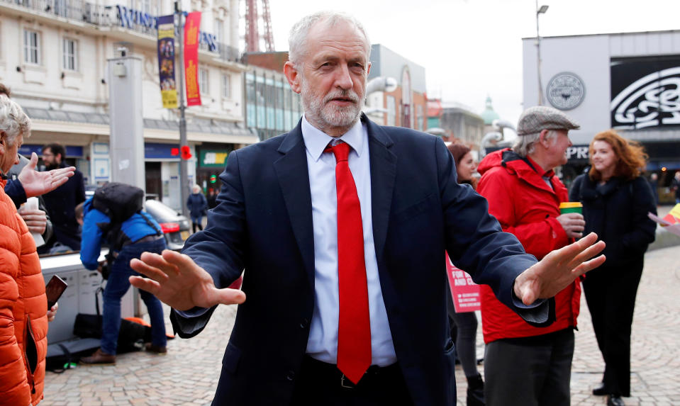 Labour Party leader Jeremy Corbyn during an election campaign event in Blackpool on November 12, 2019.  (REUTERS/Phil Noble)