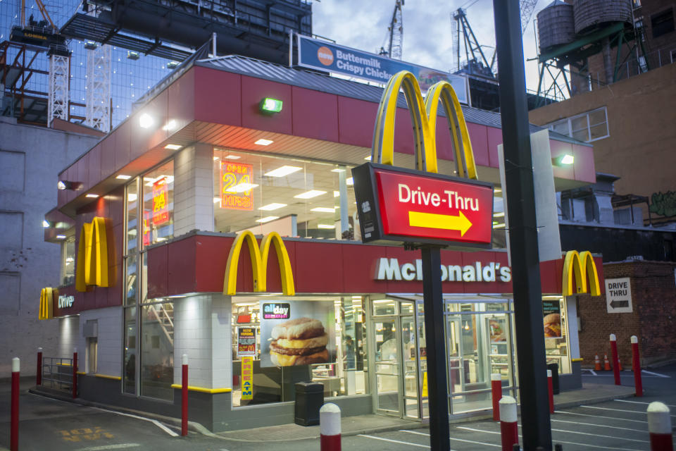 A McDonald's restaurant in New York on Monday, October 5, 2015. McDonald's Corp. sales beat expectations fueled by their popular aa-day breakfast. (�� Richard B. Levine) (Photo by Richard Levine/Corbis via Getty Images)