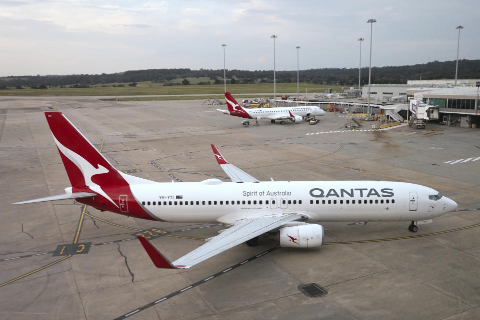 A Qantas jet arrives at Melbourne's Tullamarine Airport in Melbourne.