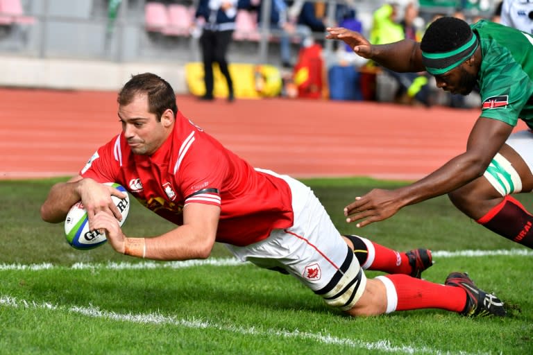 Canada lock Brett Beukeboom, who scored in Sunday's rout of Kenya, will spearhead a bruising pack against Germany