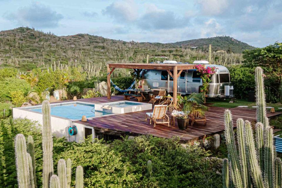 <p>Courtesy of Aruba Airstream</p> The two-bedroom Aruba Airstream is set in the island’s rugged interior.