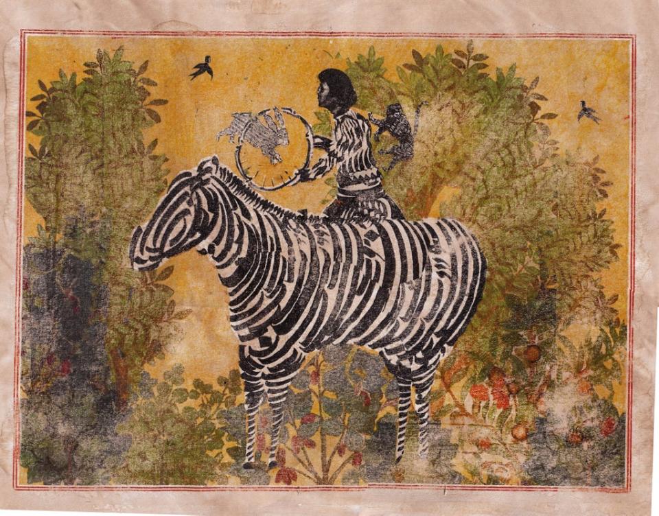 One of Mr Barrangi’s prints depicting a zebra on a yellow background (Mohammad Barrangi)