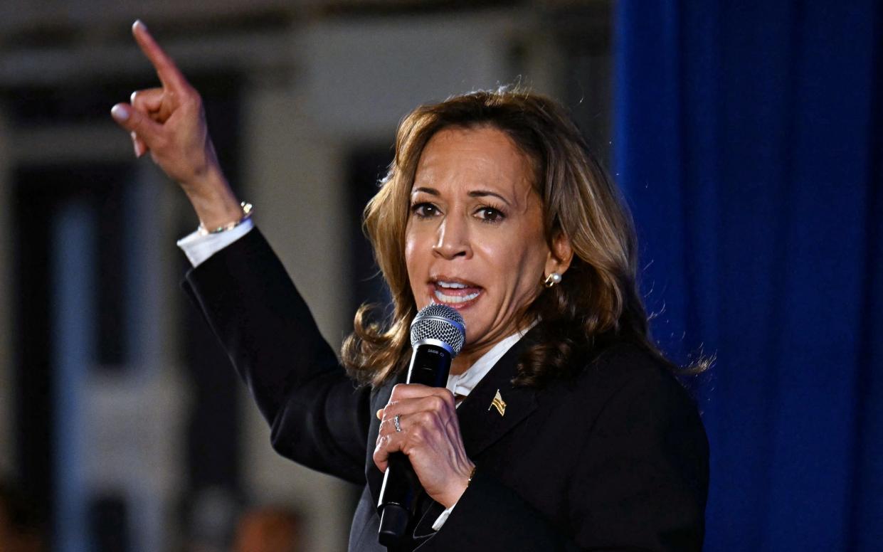 Kamala Harris speaks at a watch party after a presidential debate