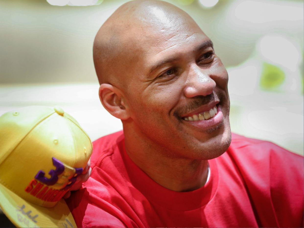 LaVar Ball, father of LiAngelo Ball and the owner of the Big Baller brand, attends a promotional event in Shanghai on 10 November 2017: STR/AFP/Getty Images