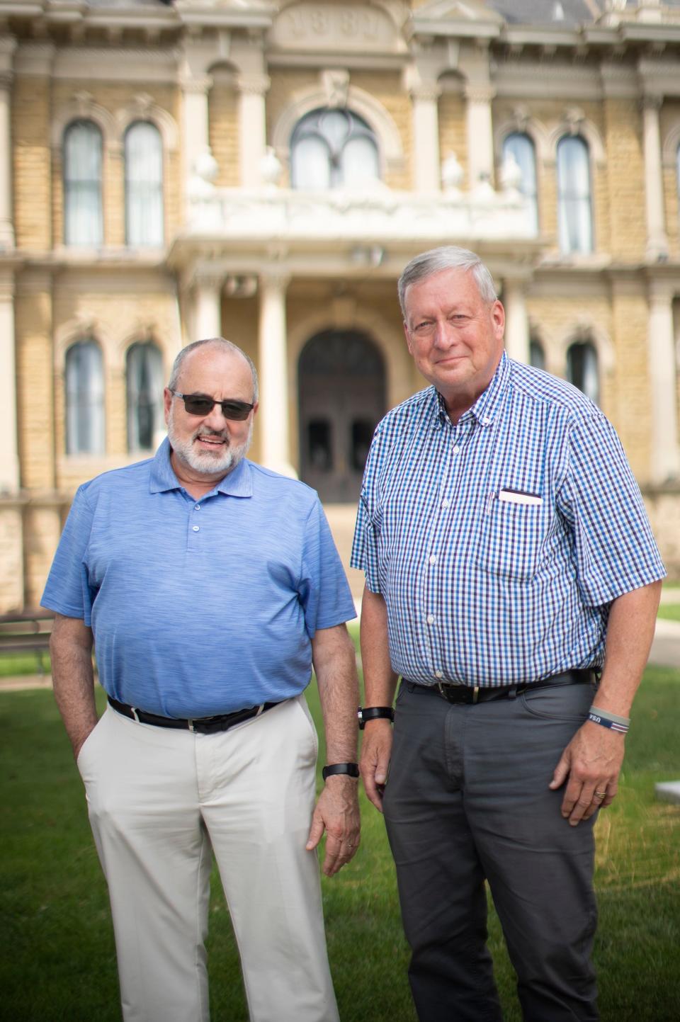 Guernsey County Commissioners Dave Wilson, left, and Skip Gardner.