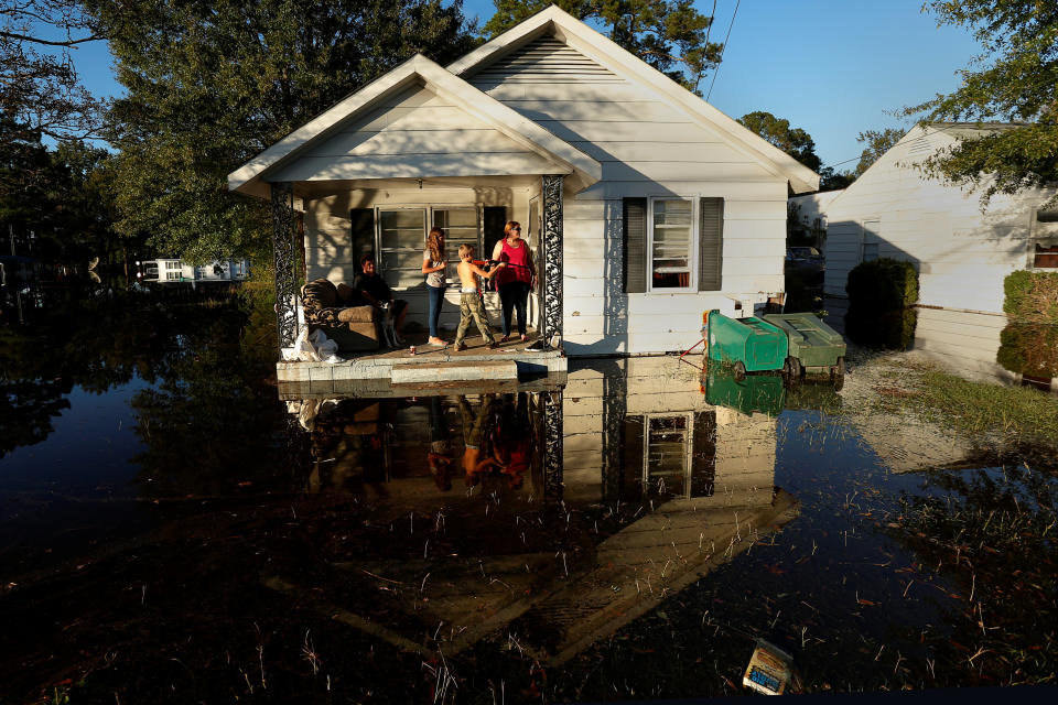 Lumberton, North Carolina, residents take refuge from Hurricane Matthew's floodwaters in October 2016. Less than 1 percent of the state's request for federal assistance after the storm was approved. (Photo: Carlo Allegri / Reuters)