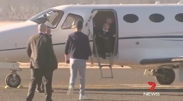 Curtis was greeted by his daughter Pixie as he boarded the luxurious plane