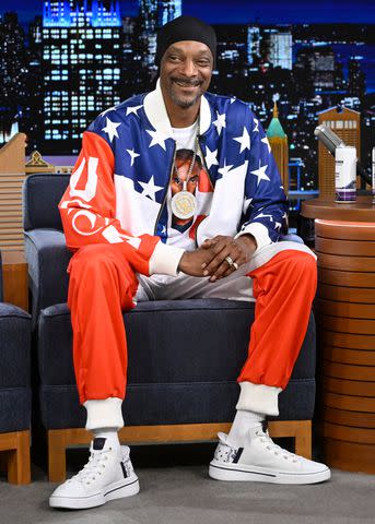 <p>Todd Owyoung/NBC via Getty</p> Snoop Dogg during an interview on 'The Tonight Show Starring Jimmy Fallon' in New York City on May 13, 2024