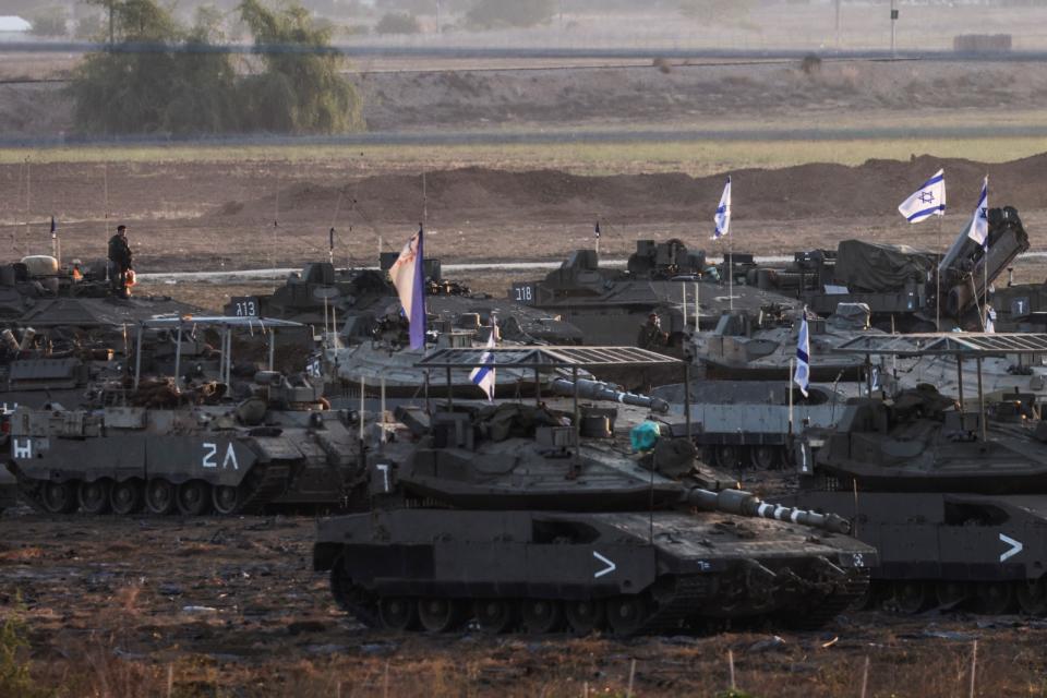 2023年10月19日，以色列戰車在加薩走廊邊境附近。路透社