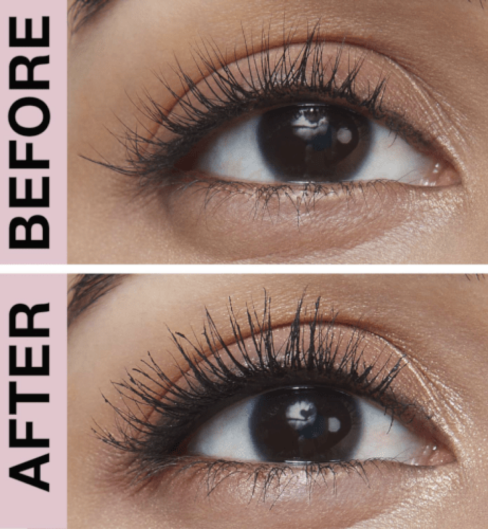 Before and after the Maybelline Lash Sensational Sky High Mascara