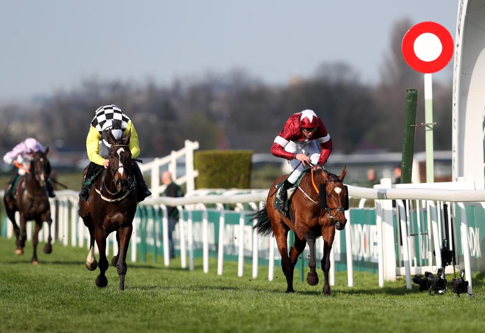 Tiger Roll ridden by jockey Davy Russell (right) wins the Randox Health Grand National Handicap Chase ahead of Pleasant Company ridden by jockey David Mullins