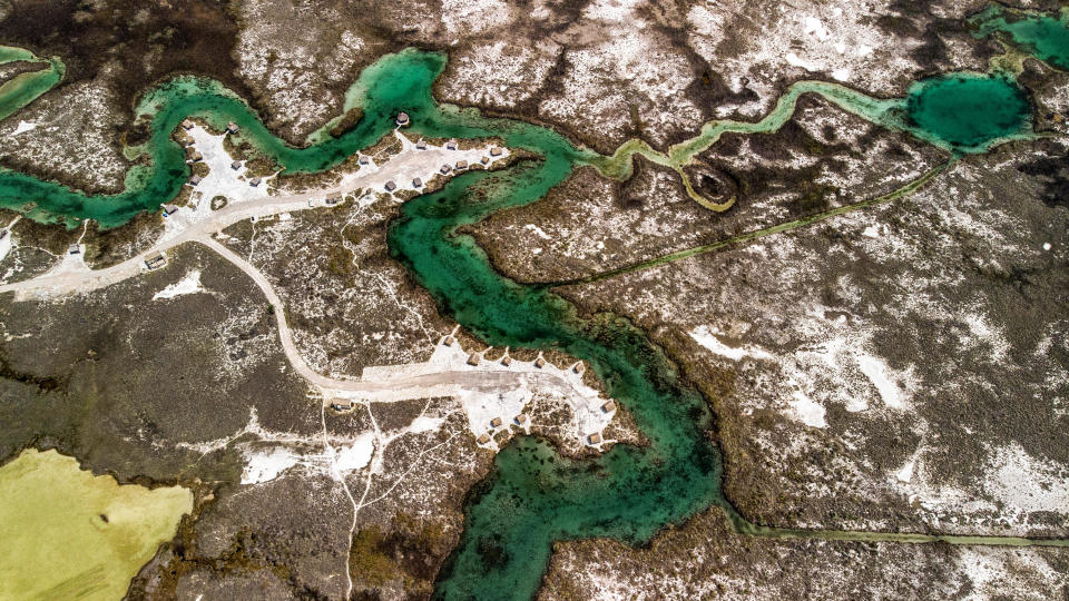 Aerial view of the San Marcos river in Cuatro Cienegas, Coahuila state, Mexico