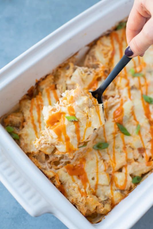 <p>The Clean Eating Couple</p><p>An easy Buffalo Chicken Casserole Recipe you’ll love! Made with simple ingredients like potatoes & chicken in under an hour for an easy dinner. Quick, simple and delicious.</p><p><strong>Get the recipe: <a href="https://thecleaneatingcouple.com/buffalo-chicken-casserole/" rel="nofollow noopener" target="_blank" data-ylk="slk:Buffalo Chicken Casserole Recipe;elm:context_link;itc:0;sec:content-canvas" class="link ">Buffalo Chicken Casserole Recipe</a></strong></p>