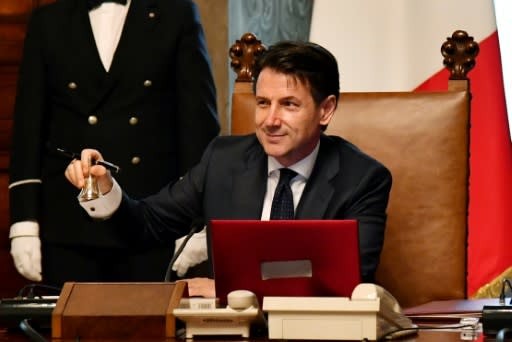 Italy Prime Minister Giuseppe Conte opens the first cabinet meeting of the newly-installed anti-establishment and eurosceptic government in Rome