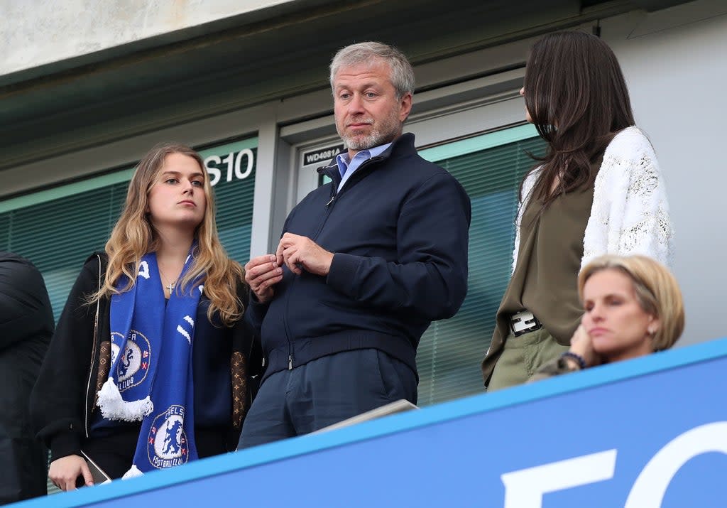 Chelsea owner Roman Abramovich with his daughter Sofia Abramovich (left) in the stands (PA) (PA Archive)