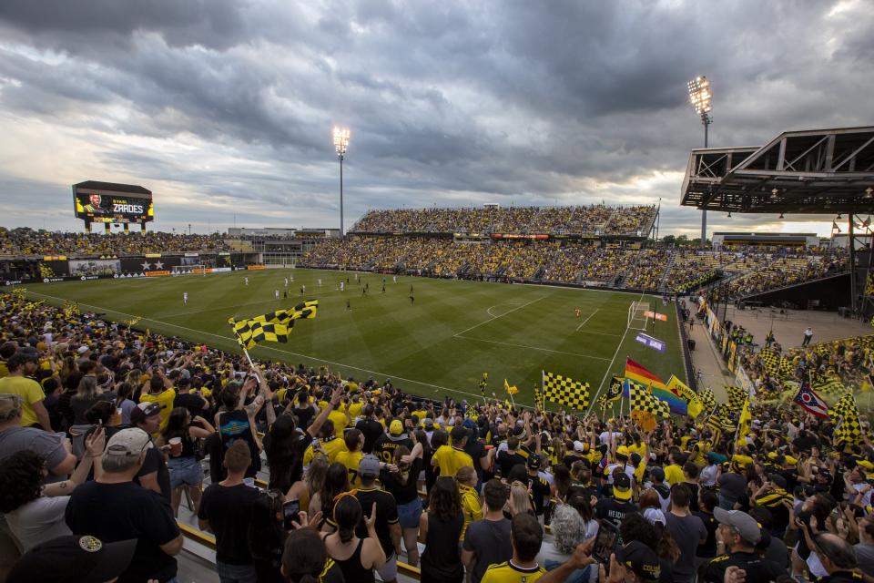 Fans cheer following a goal by Zardes during the final Crew game at Historic Crew Stadium on June 19.
