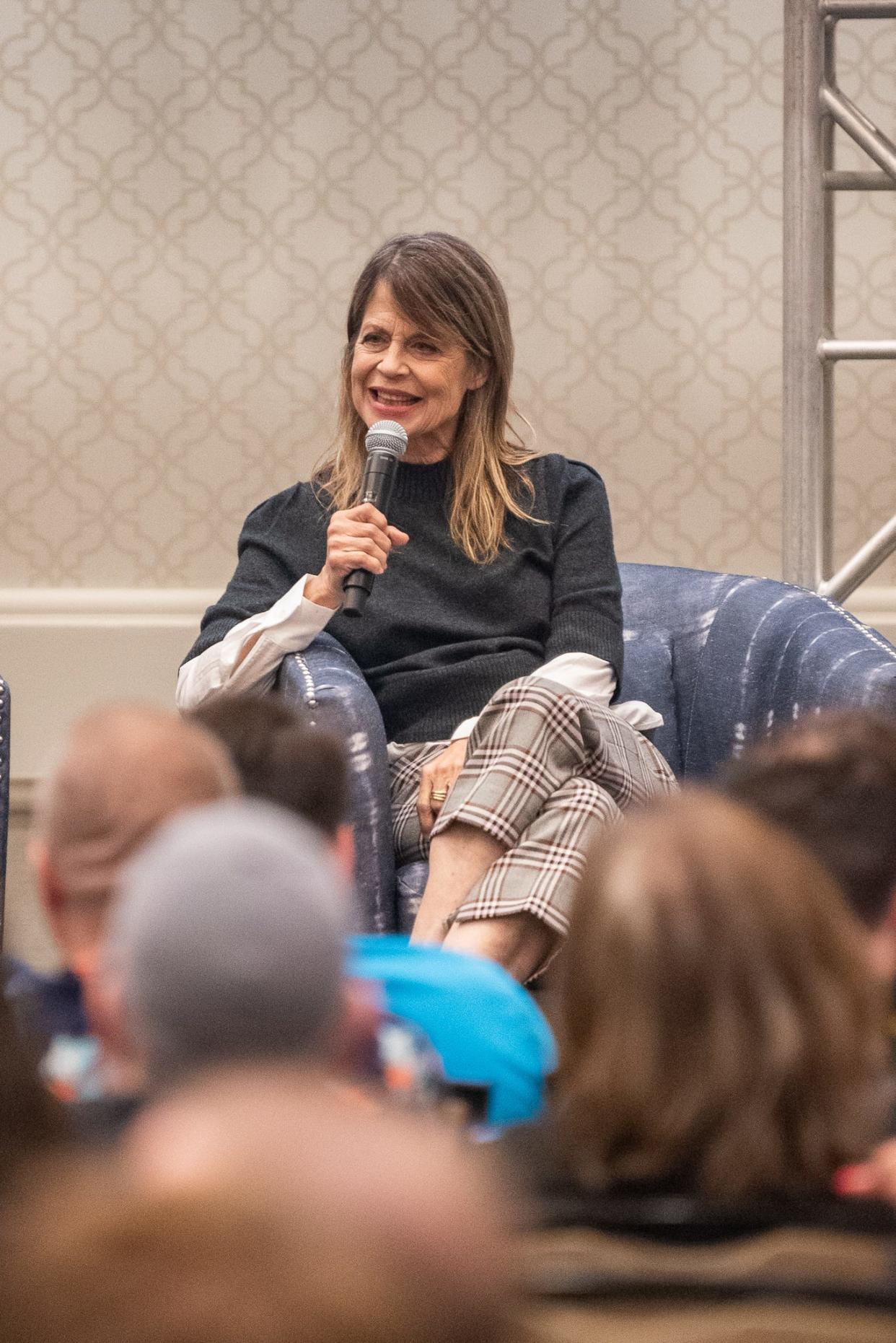 Linda Hamilton during her panel at the Rhode Island Comic Con, held Nov. 3 to 5 at Rhode Island Convention Center in Providence.