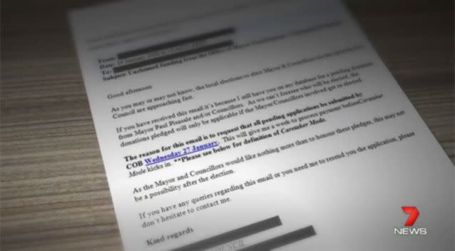 The email, which was sent by a staffer at Ipswich Council, was leaked to the media. Photo: 7 News