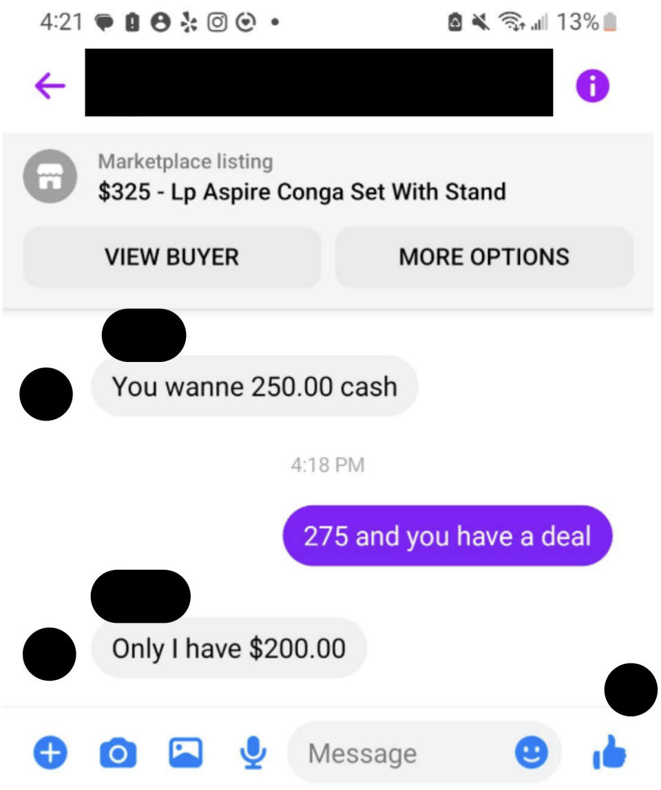 "Only I have $200.00"