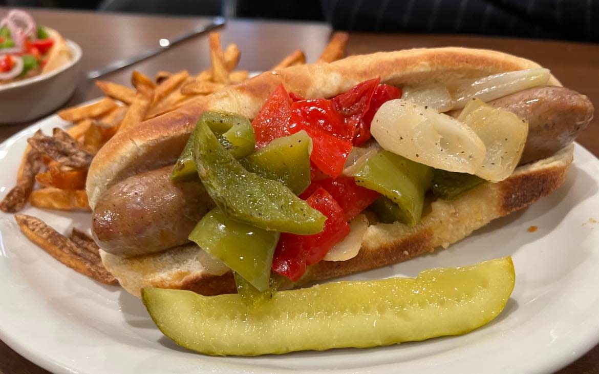 Leather Helmet Grill, 621 Market Ave. N, is a new downtown Canton eatery located next to the Canton Palace Theatre. Menu items include a sandwich featuring sausage from Strasburg Meats, homemade chili and a pulled pork sandwich.