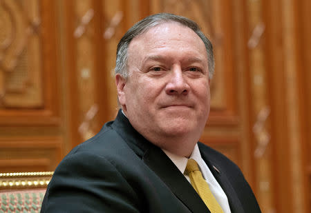 U.S. Secretary of State Mike Pompeo sits during a meeting with Sultan of Oman Qaboos bin Said al-Said (not pictured) at the Beit Al Baraka Royal Palace in Muscat, Oman January 14, 2019. Andrew Caballero-Reynolds/Pool via REUTERS