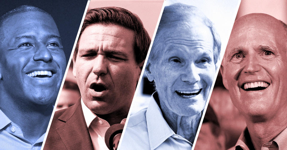 Left to right: Andrew Gillum, Ron DeSantis, Bill Nelson, Rick Scott