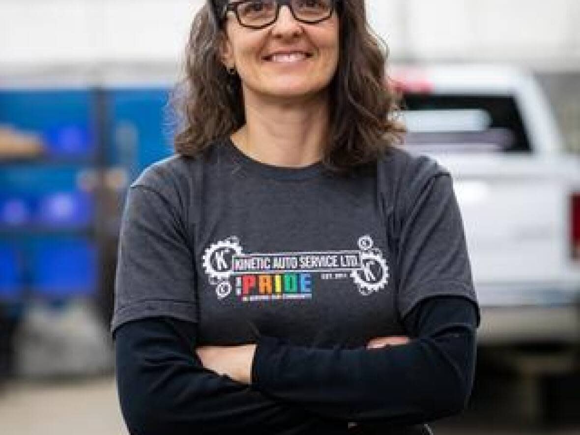 Erin Vaughan is the President and CEO of Kinetic Auto Service Ltd. in Regina. (Erin Vaughan - image credit)