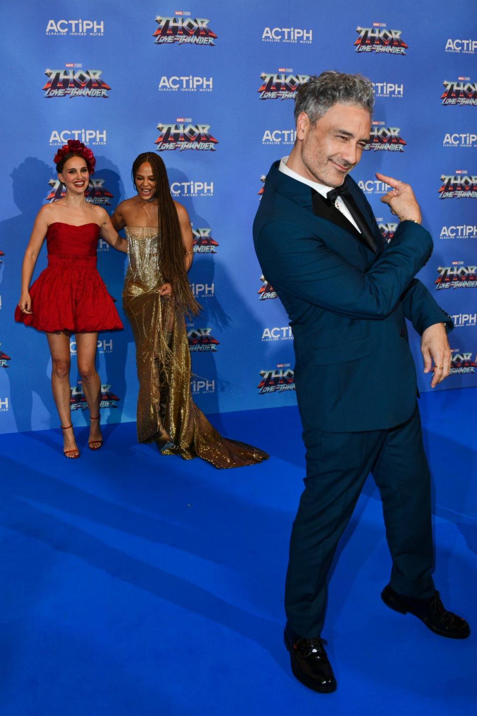 Natalie Portman, Tessa Thompson and Taika Waititi attend the UK Gala Screening of Thor: Love And Thunder in Leicester Square (Dave Benett)