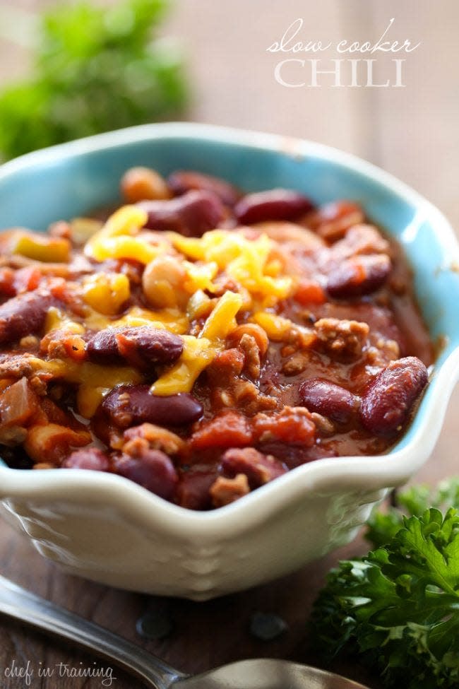 Sample chili and chili-themed foods from participating vendors at Findlay Market Sunday during Chili Fest.