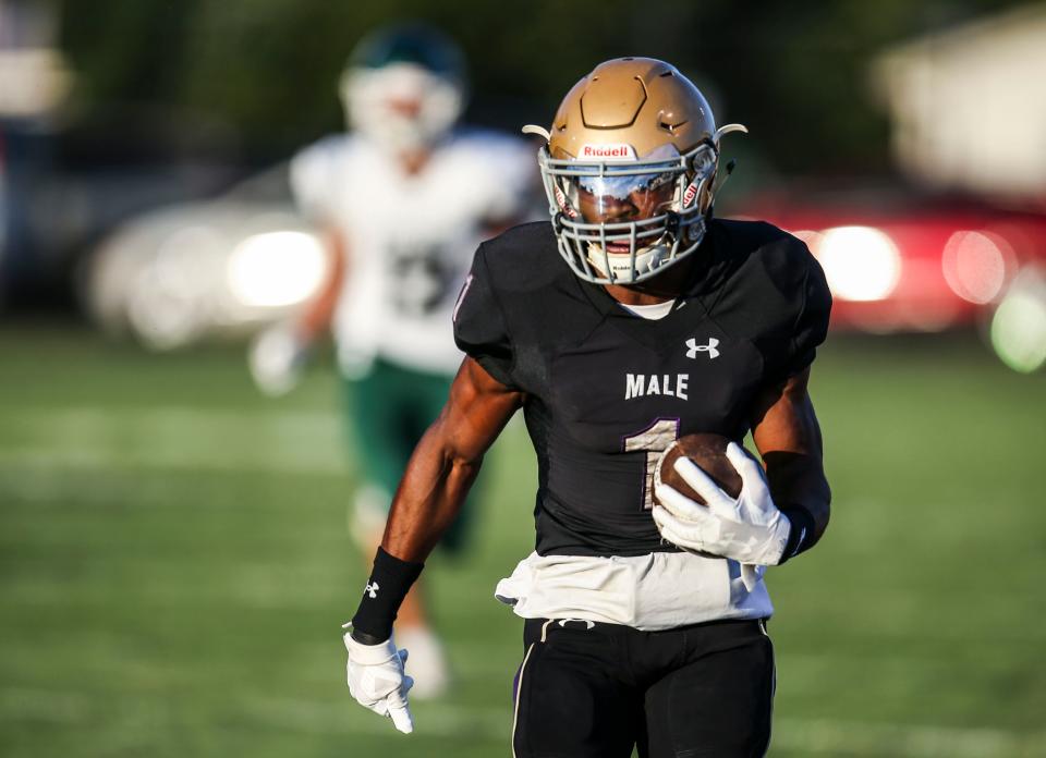 Male's Vinny Anthony ran for a 56-yard receiving touchdown in the first quarter as the host Bulldogs beat the Rocks 24-10 Friday. Sept. 18, 2021