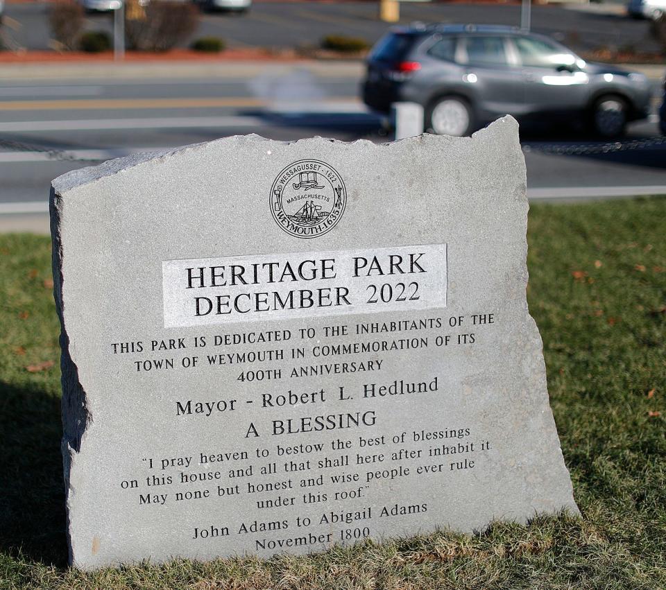 A formal dedication ceremony for Weymouth's Heritage Park will take place in May 2023.