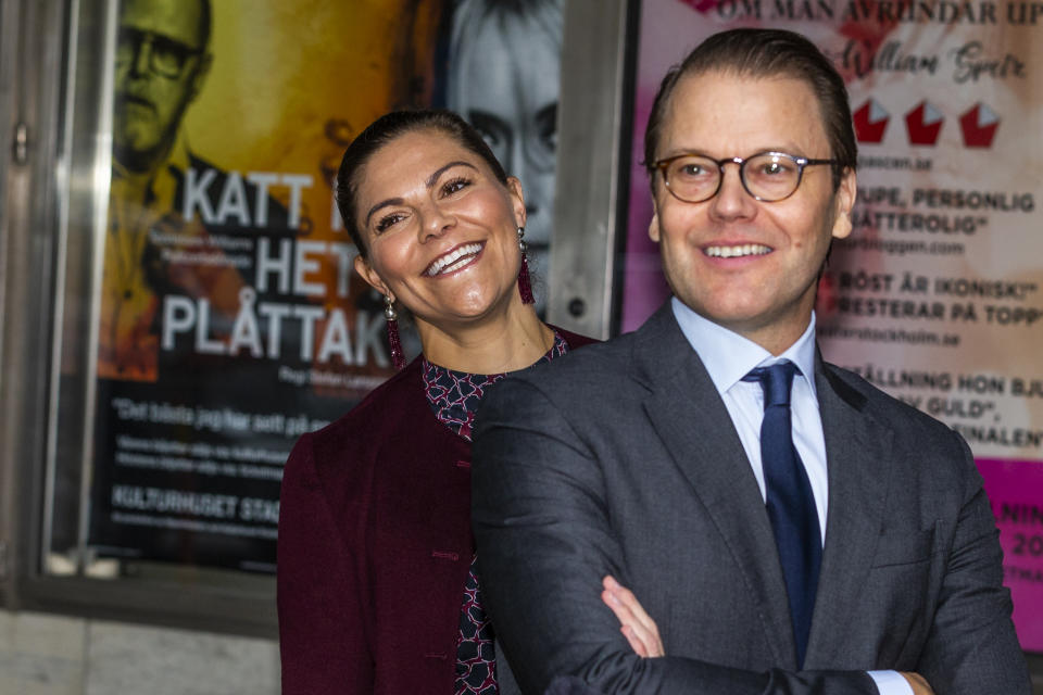 STOCKHOLM, SWEDEN - OCTOBER 01: Crown Princess Victoria and Prince Daniel of Sweden visit the Maxim Theater on October 1, 2020 in Stockholm, Sweden. The Maxim Theater is one of the many local businesses struggling because of the restrictions on gatherings of over 50 people due to the COVID-19 pandemic. (Photo by Michael Campanella/Getty Images)