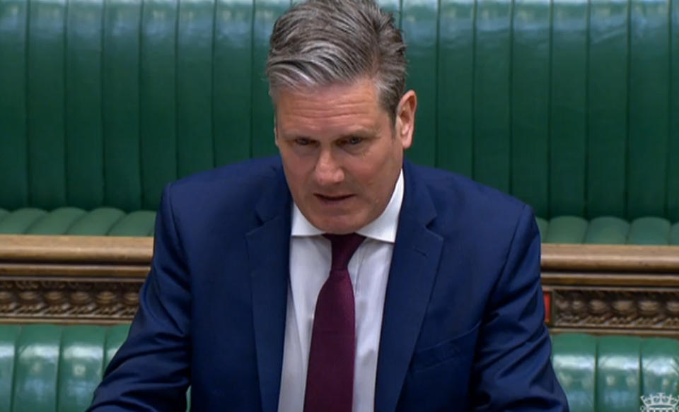 Labour leader Keir Starmer speaks during Prime Minister's Questions in the House of Commons, London. Picture date: Wednesday April 28, 2021. (Photo by House of Commons/PA Images via Getty Images)