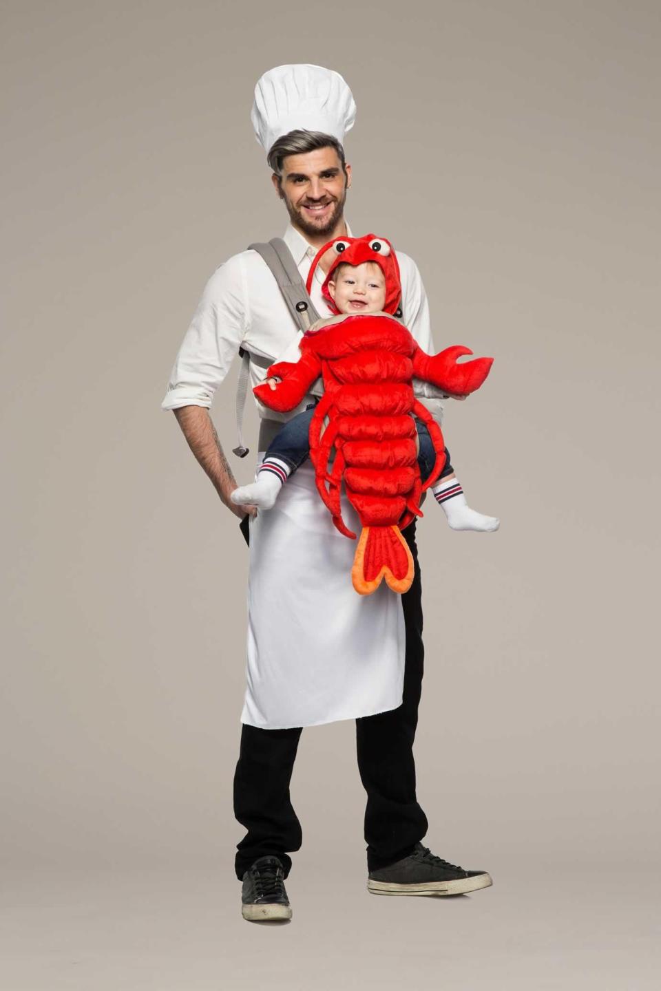 <p>chasing-fireflies.com</p><p><strong>$62.00</strong></p><p><a rel="nofollow noopener" href="https://www.chasing-fireflies.com/product/chef-lobster-baby-carrier-costume-kit.do" target="_blank" data-ylk="slk:SHOP NOW;elm:context_link;itc:0;sec:content-canvas" class="link ">SHOP NOW</a></p><p>Yeah, this is pretty much the cutest daddy-son costume <em>ever</em>. </p>