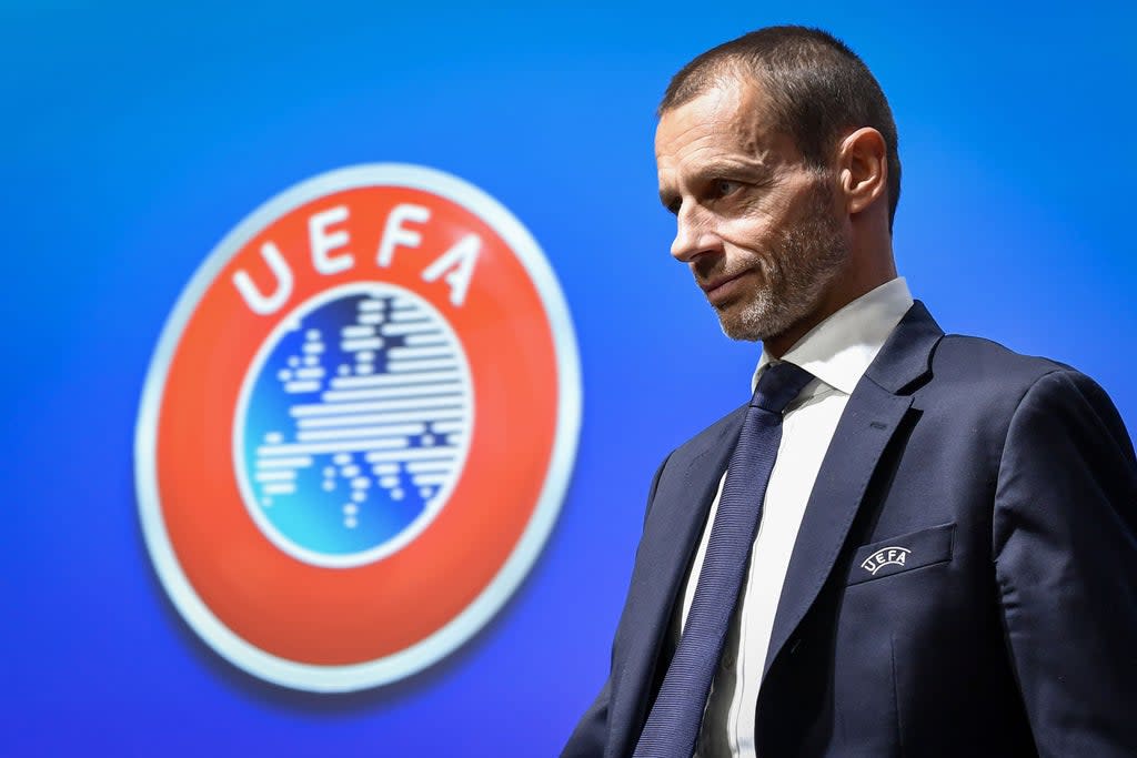 Uefa president Aleksander Ceferin will lead a meeting Tuesday to decide the next direction of European football  (AFP via Getty Images)