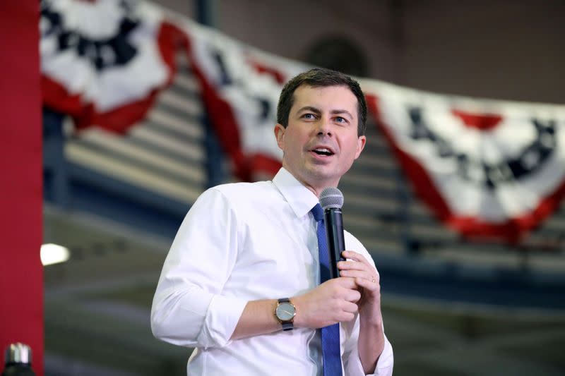 FILE PHOTO: U.S. Democratic presidential candidate Pete Buttigieg holds a town hall event in Creston